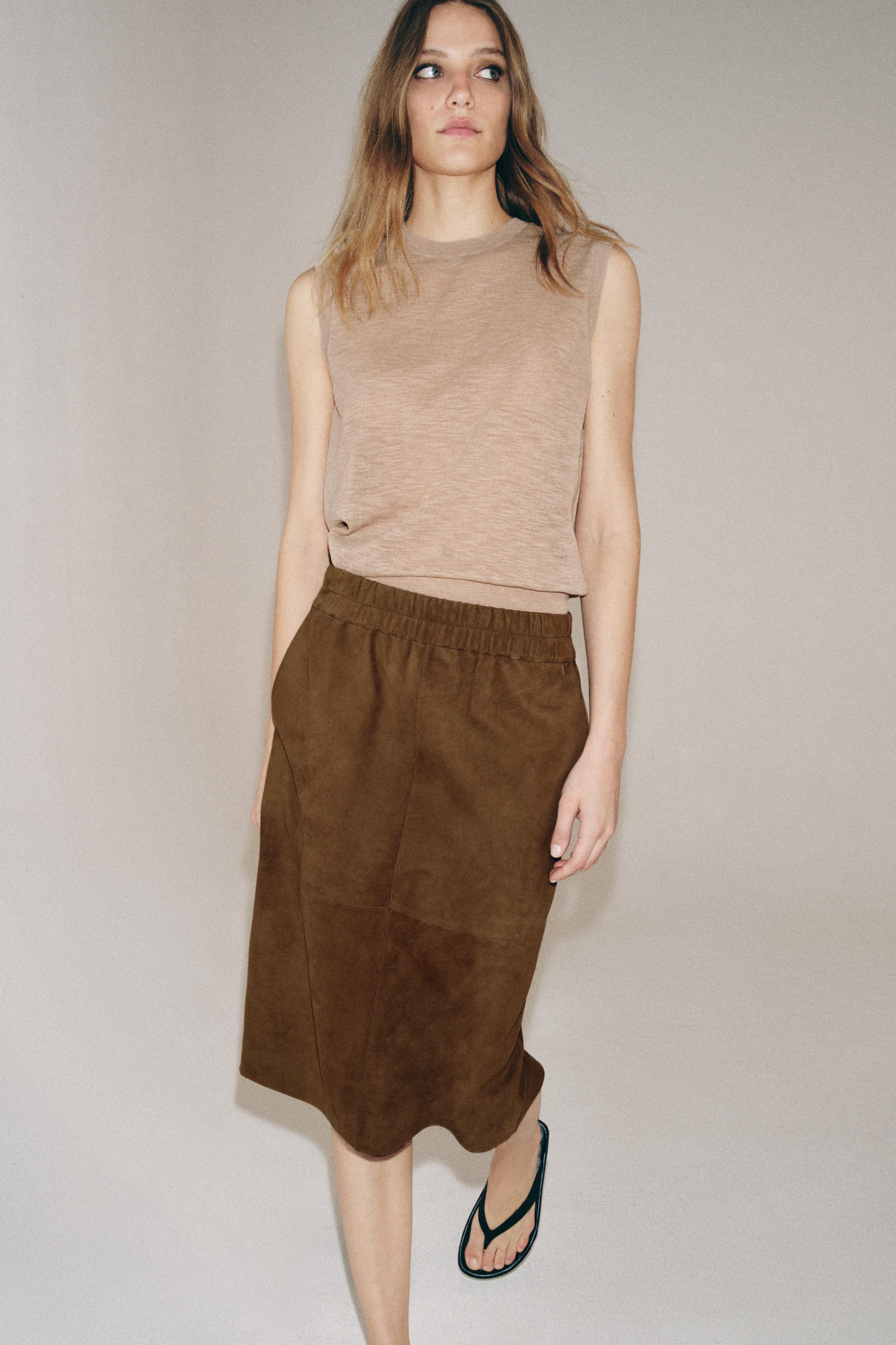 JUPE EN CUIR DAIM ZW COLLECTION ÉDITION LIMITÉE